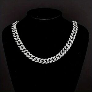Jewelry iced out Bustdown unisex cuban link 20 inch necklace